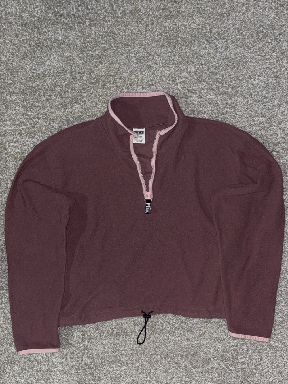 PINK Victoria's Secret Mauve Plum Half-Zip Fleece with Light Pink Trim